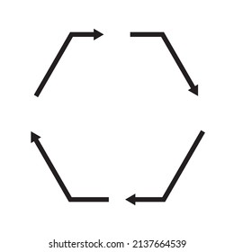 icono vector hexágono reciclar el logotipo PET Silución PETE ilustración en blanco y negro