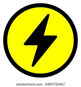 vector icon High voltage yellow triangle warning sign, symbol. Caution electric shock danger icon on white background