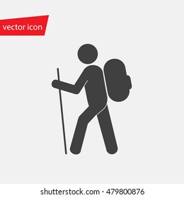 Vector icon of hiker with backpack