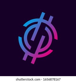 Vektorillustration Symbol, High-Tech-Firmenlogo-Design, Business-Symbol-Konzept, minimaler Linienstil, Farbverlauf-Farbe. EPS10