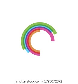 Vector icon, hi-tech circle company logo design, business symbol concept, minimal line style. Circle colorful vector illustration.  Corporate, Media, Technology styles logo design template.