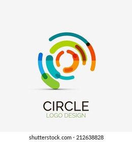 Vector icon, hi-tech circle company logo design, business symbol concept, minimal line style