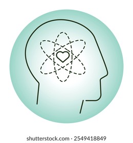 Vector icon for holistic wellness and mindfulness. Shows a human head with a flower, representing holistic health, balance, and spiritual healing.