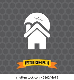 Vector Icon of Home on Dark Gray Background. Eps.10.