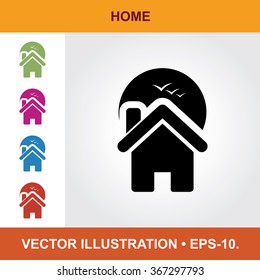 Vector Icon Of Home With Title & Small Multicolored Icons. Eps-10.