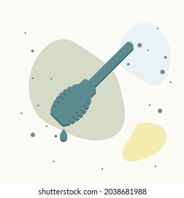 Vector icon honey dipper on multicolored background. Layers grouped for easy editing illustration. For your design.