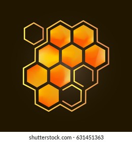Vector icon with honeycomb isolated on black