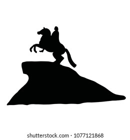 Vector icon of horseman on the hill. Nice for logo, web design or custom creative design decoration