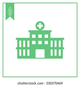 Vector icon of hospital building front silhouette