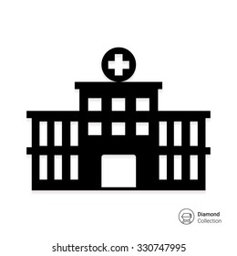 Vector Icon Of Hospital Building Front Silhouette