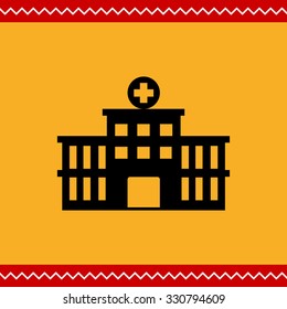 Vector icon of hospital building front silhouette