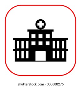 Vector icon of hospital building front silhouette