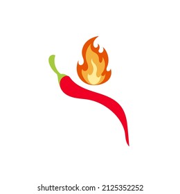 Icono vectorial Pimienta picante, Pimienta roja y fuego, aislado en la ilustración de fondo blanco, signo de picor colorido, comida picante.