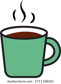Vektorsymbol einer heißen Kaffeetasse mit Dampf. Stellt Café, Getränk, Morgengetränk und Entspannung dar.