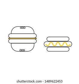 Vector of icon for hot dog and burger.