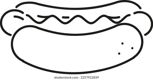Vector icon of hot dog; The editable illustration of fast food without background