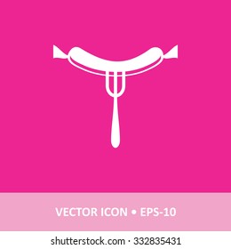 Vector Icon of Hot Dog on Magenta Background. Eps.10.
