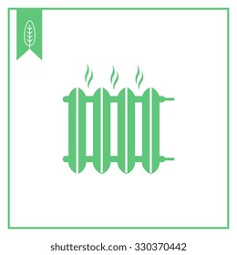 Vector icon of hot iron heater with steam