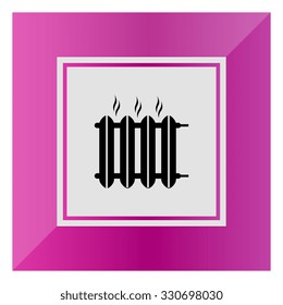 Vector icon of hot iron heater with steam