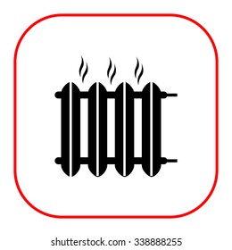 Vector icon of hot iron heater with steam