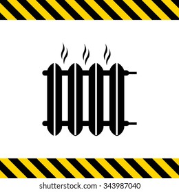 Vector icon of hot iron heater with steam