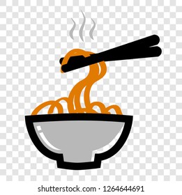 Vector Icon, a Hot Noodle and Chopstcik at A Bowl isolated on white