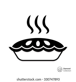 Icono del Vector del pastel caliente con el vapor