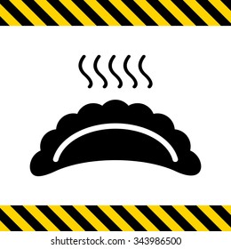 Vector icon of hot ravioli with steam
