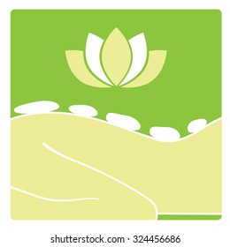 Vector icon with hot stone massage