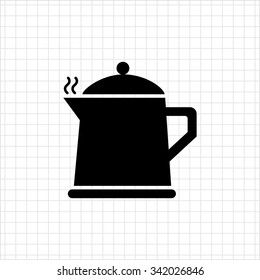 Vector icon of hot teapot with steam