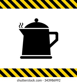 Vector icon of hot teapot with steam