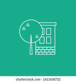 Vector icon of a hotel near a chestnut tree