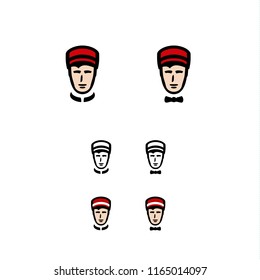 Vector Icon of Hotel receptionist / lobby boy. Editable, several options. Classic / modern type of illustration.