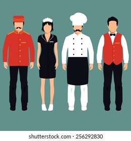 vector icon hotel service profession, cartoon worker uniform, room service