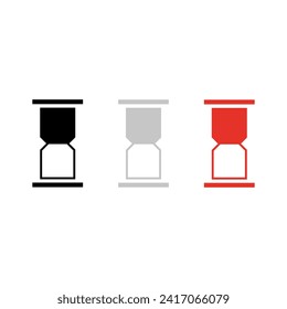 Vector icon hourglass. Color black, gray, red flat style