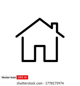 Vector icon of a house with a flat style, white background.