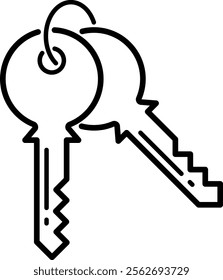 A vector icon of a house keyring with multiple keys and customizable outlines. Ideal for real estate, security, or home access visuals, offering a clean and versatile design for various projects.