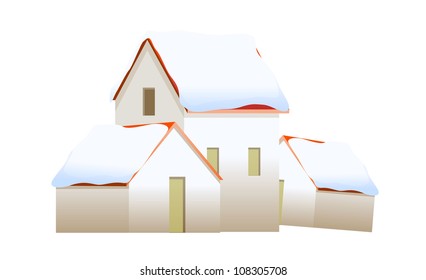 vector icon house with snow