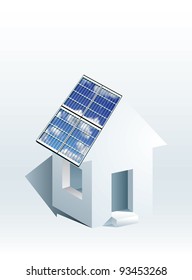 vector icon of house with solar panels