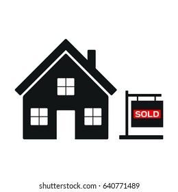 A vector icon of a house that has been sold.