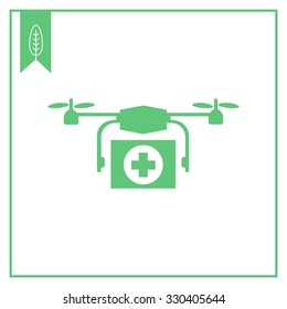 Vector icon of hovering medical emergency drone 