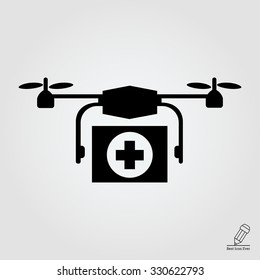 Vector icon of hovering medical emergency drone 