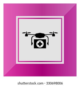 Vector icon of hovering medical emergency drone 