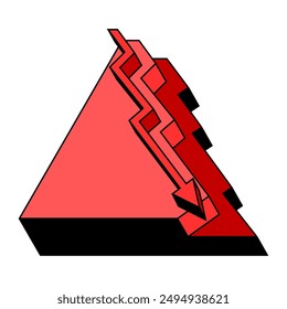 Vector icon of a huge downfall or stockmarket loss. red downfall arrow vector.