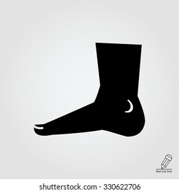 Vector icon of human foot silhouette, side view