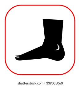 Vector icon of human foot silhouette, side view