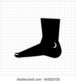 Vector icon of human foot silhouette, side view