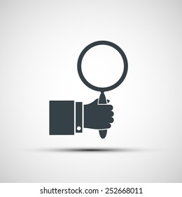 Vector icon of human hands and magnifiers