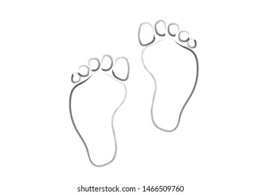 Vector icon of human legs (traces, imprint) on a white isolated background.