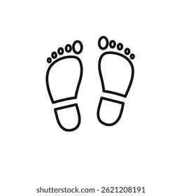Vector icon of human legs (traces, imprint) on a white isolated background.